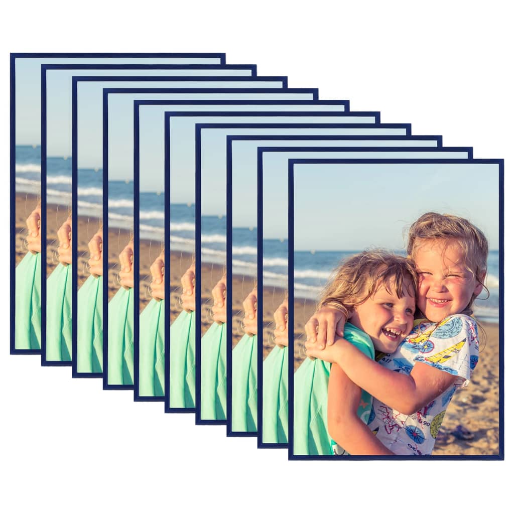 Fotolijsten 10 St Voor Wand Of Tafel 15X21 Cm Mdf Blauw