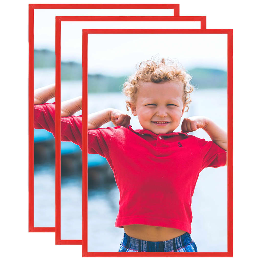 Fotolijsten 3 St Voor Wand Of Tafel 28X35 Cm Mdf Rood