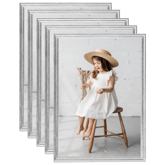 Fotolijsten 5 St Voor Wand Of Tafel 15X21 Cm Mdf Zilverkleurig