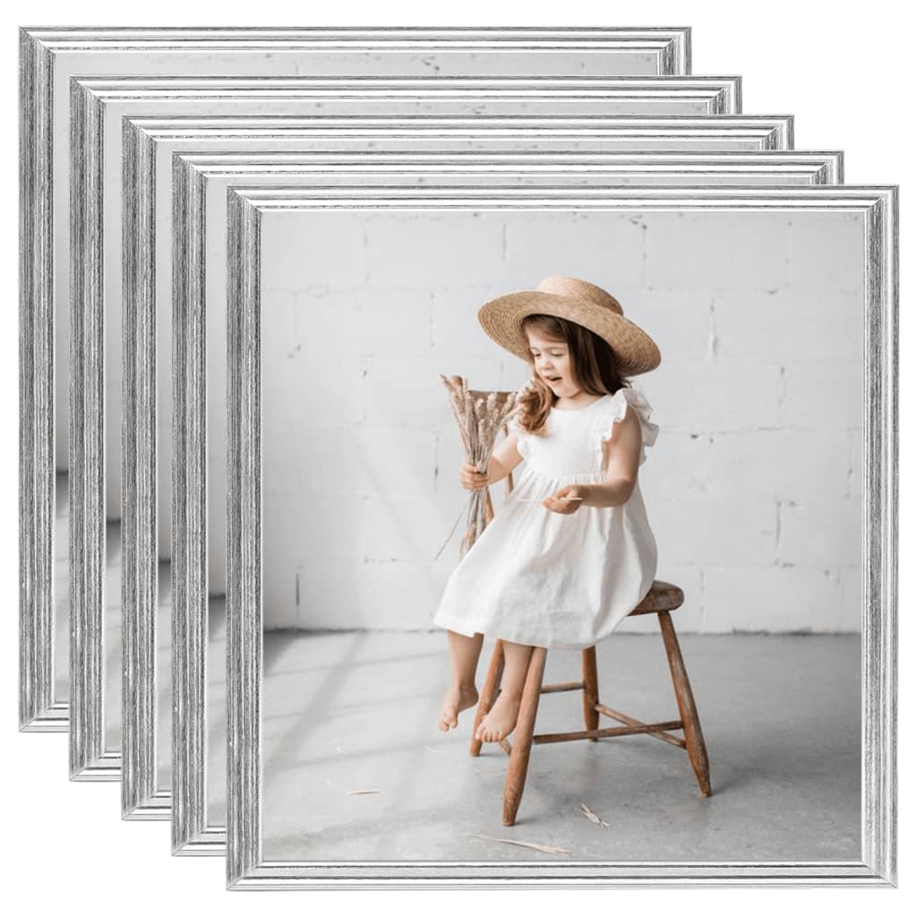 Fotolijsten 5 St Voor Wand Of Tafel 20X20 Cm Mdf Zilverkleurig