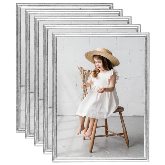Fotolijsten 5 St Voor Wand Of Tafel 20X25 Cm Mdf Zilverkleurig