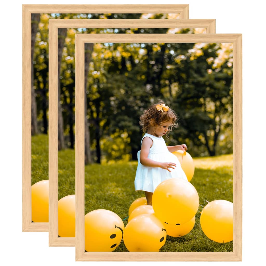 Fotolijsten 3 St Voor Tafel 18X24 Cm Lichteikenkleurig