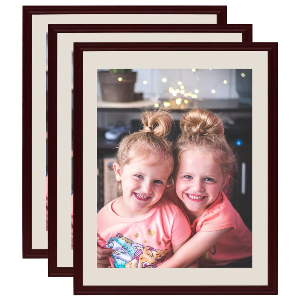 Fotolijsten 3 St Voor Wand Of Tafel 18X24 Cm Donkerrood