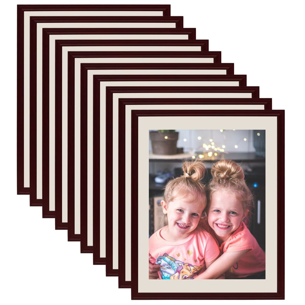 Fotolijsten 10 St Voor Wand Of Tafel 18X24 Cm Donkerrood