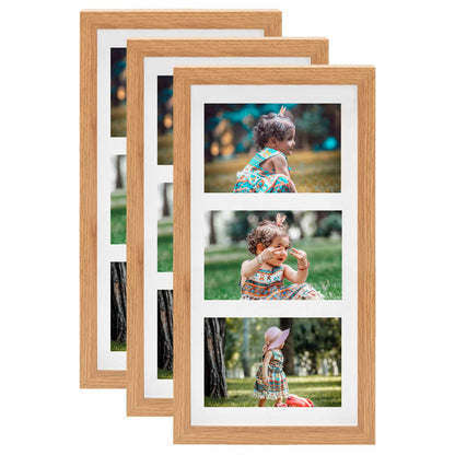 Fotolijsten 3 St Voor 3X(10X15 Cm) Foto 3D 18X35 Cm Eikenkleur