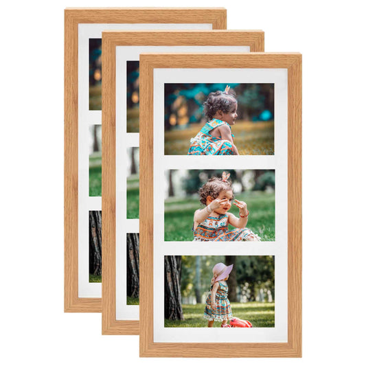 Fotolijsten 3 St Voor 3X(10X15 Cm) Foto 3D 18X35 Cm Eikenkleur