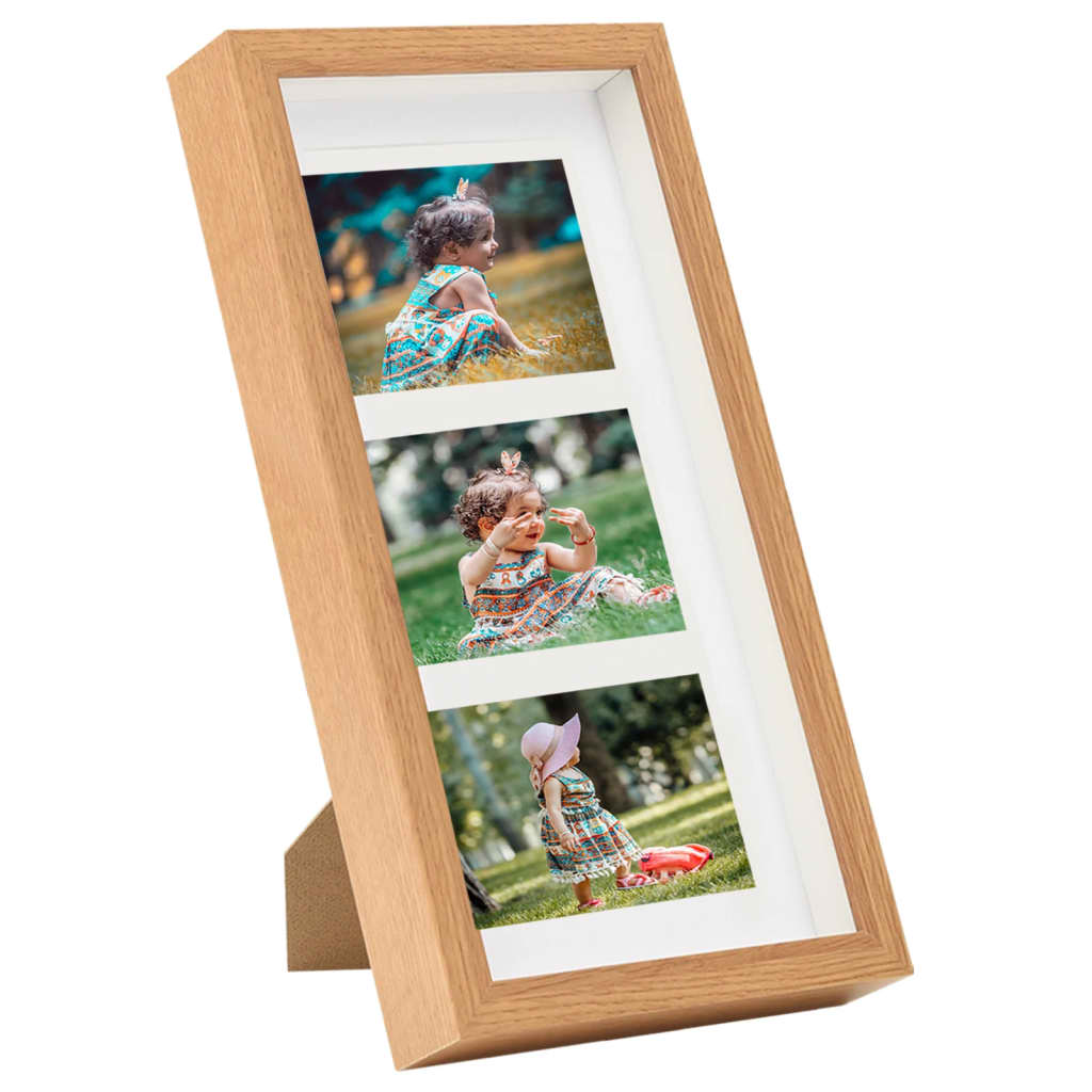 Fotolijsten 3 St Voor 3X(10X15 Cm) Foto 3D 18X35 Cm Eikenkleur