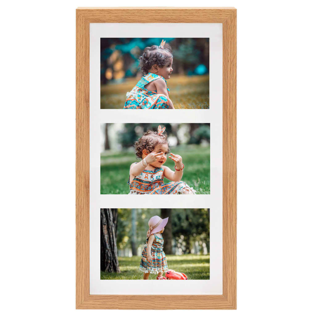 Fotolijsten 3 St Voor 3X(10X15 Cm) Foto 3D 18X35 Cm Eikenkleur