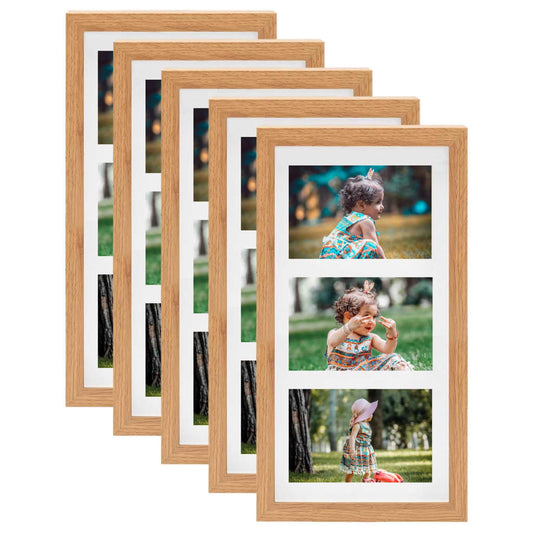 Fotolijsten 5 St Voor 3X(10X15 Cm) Foto 3D 18X35 Cm Eikenkleur