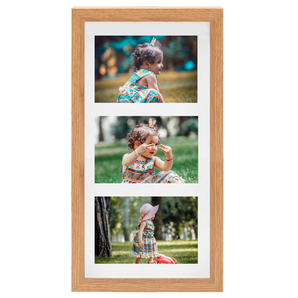 Fotolijsten 5 St Voor 3X(10X15 Cm) Foto 3D 18X35 Cm Eikenkleur