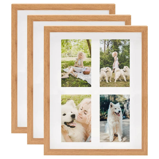 Fotolijsten 3 St Voor 4X(10X15 Cm) Foto 3D 28X35 Cm Eikenkleur