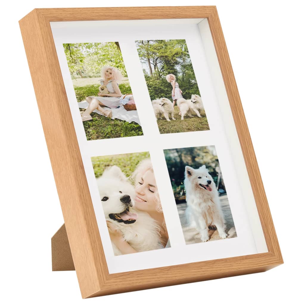 Fotolijsten 3 St Voor 4X(10X15 Cm) Foto 3D 28X35 Cm Eikenkleur
