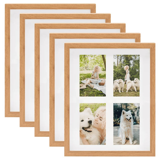 Fotolijsten 5 St Voor 4X(10X15 Cm) Foto 3D 28X35 Cm Eikenkleur