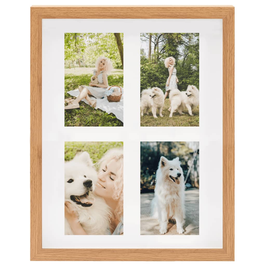 Fotolijsten 5 St Voor 4X(10X15 Cm) Foto 3D 28X35 Cm Eikenkleur