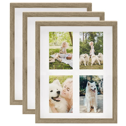 Fotolijsten 3 St Voor 4X(10X15Cm) Cm Foto 3D 28X35 Cm Donkerhoutkleur