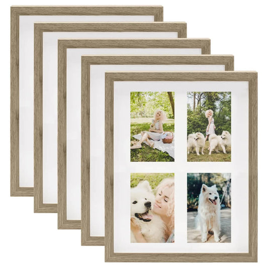 Fotolijsten 5 St Voor 4X(10X15Cm) Cm Foto 3D 28X35 Cm Donkerhoutkleur