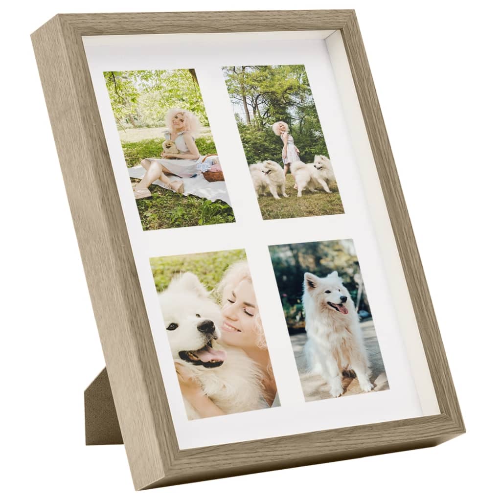Fotolijsten 5 St Voor 4X(10X15Cm) Cm Foto 3D 28X35 Cm Donkerhoutkleur