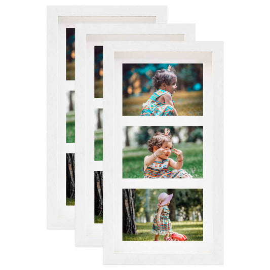 Fotolijsten 3 St Voor 3X(10X15 Cm) Foto 3D 18X35 Cm Wit