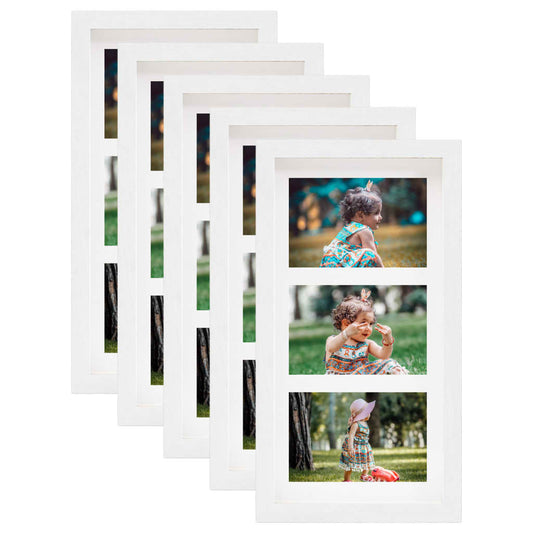 Fotolijsten 5 St Voor 3X(10X15 Cm) Foto 3D 18X35 Cm Wit