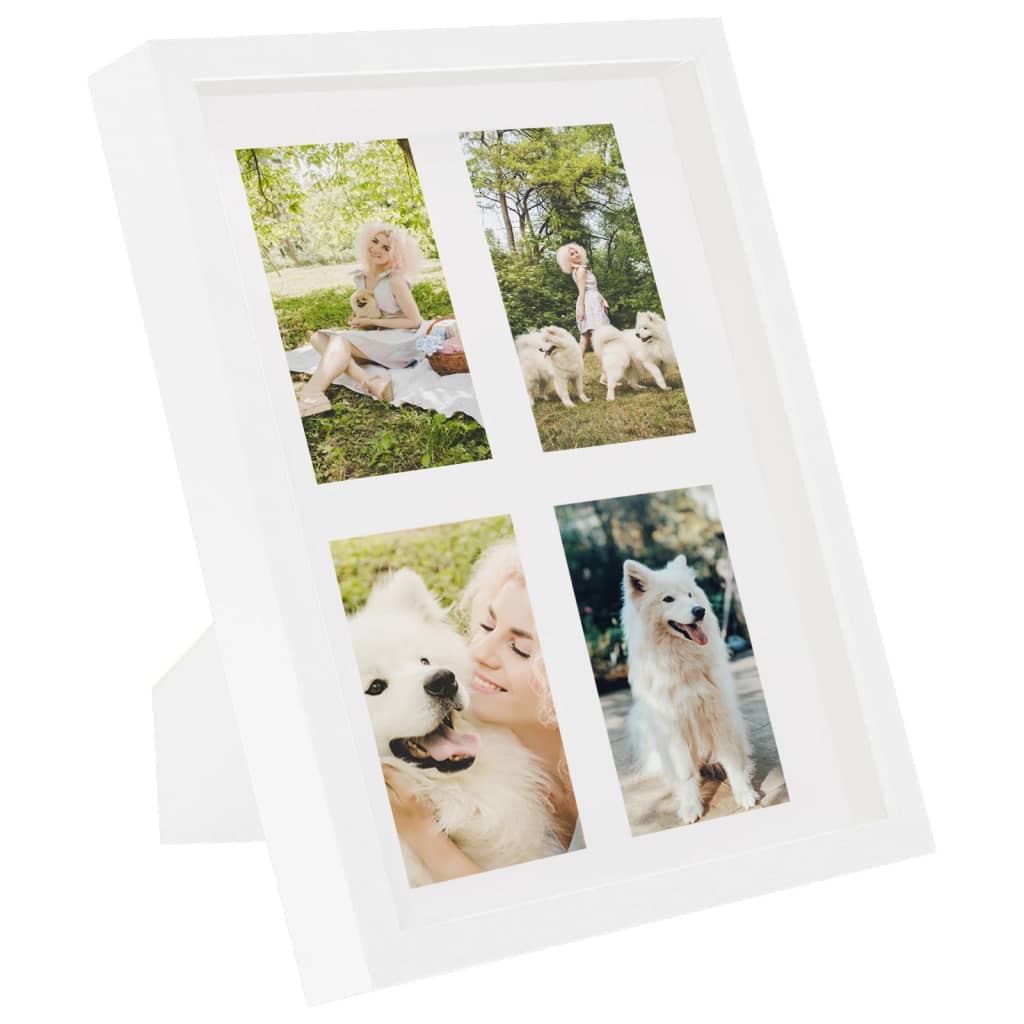 Fotolijsten 5 St Voor 4X(10X15 Cm) Foto 3D 28X35 Cm Wit