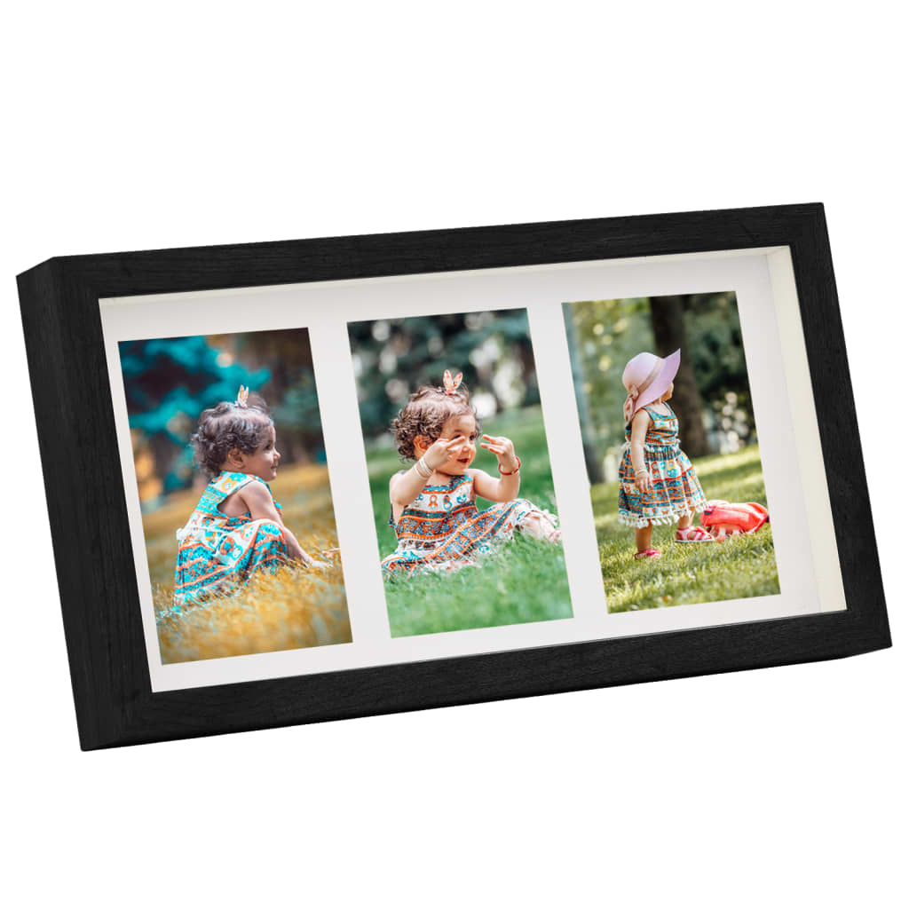 Fotolijsten 3 St Voor 3X(10X15 Cm) Foto 3D 18X35 Cm Zwart