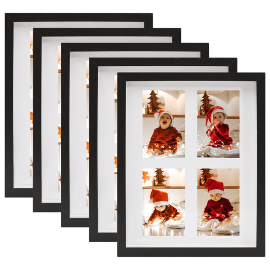 Fotolijsten 5 St Voor 4X(10X15 Cm) Foto 3D 28X35 Cm Zwart