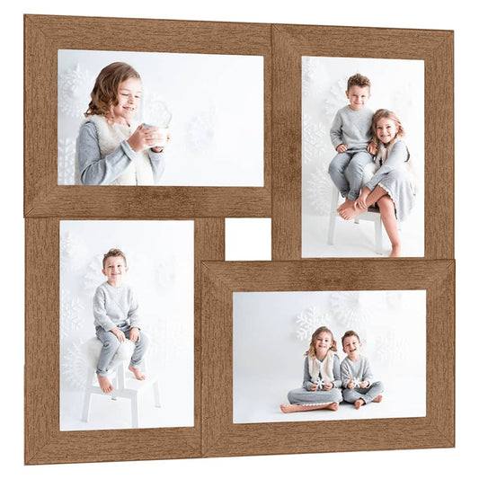 Fotolijst Voor 4X(10X15 Cm) Foto Mdf Lichtbruin