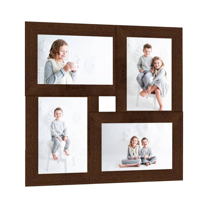 Fotolijst Voor 4X(10X15 Cm) Foto Mdf Donkerbruin