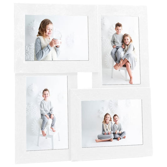 Fotolijst Voor 4X(10X15 Cm) Foto Mdf Wit