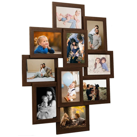Fotolijst Voor 10X(10X15 Cm) Foto Mdf Donkerbruin
