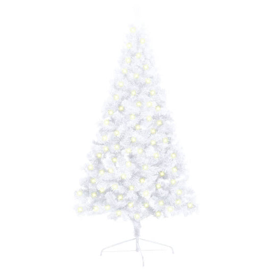 Kunstkerstboom Met Led's En Standaard Half 120 Cm Pvc Wit