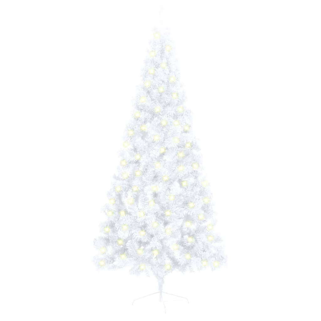 Kunstkerstboom Met Led's En Standaard Half 180 Cm Pvc Wit
