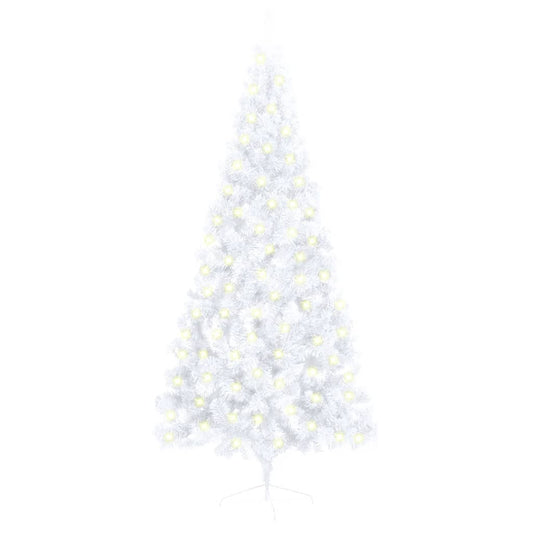 Kunstkerstboom Met Led's En Standaard Half 180 Cm Pvc Wit