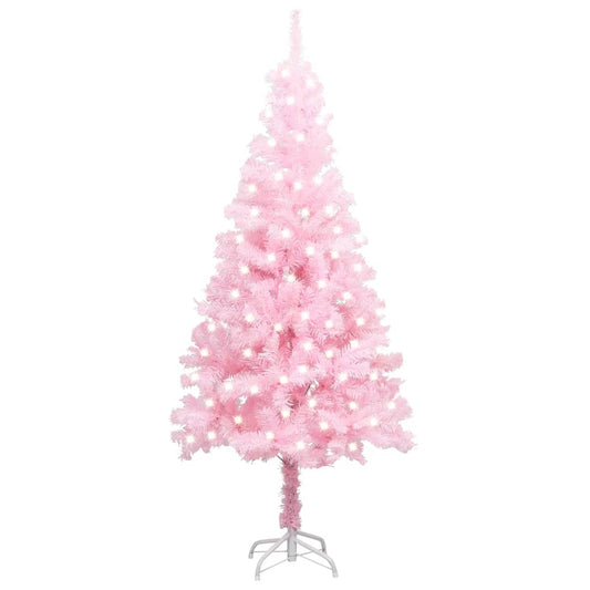 Kunstkerstboom Met Led's En Standaard 120 Cm Pvc Roze