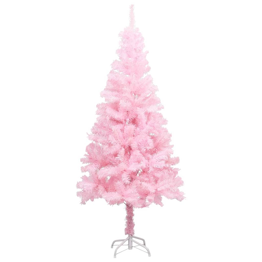 Kunstkerstboom Met Led's En Standaard 120 Cm Pvc Roze
