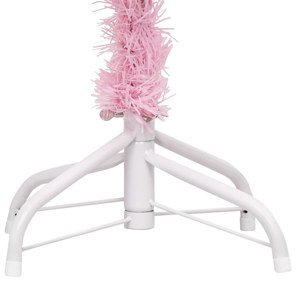 Kunstkerstboom Met Led's En Standaard 120 Cm Pvc Roze