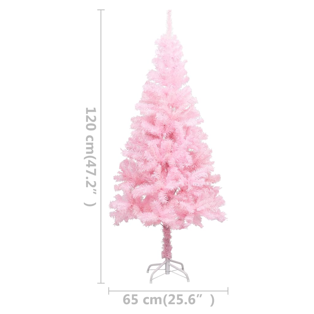 Kunstkerstboom Met Led's En Standaard 120 Cm Pvc Roze