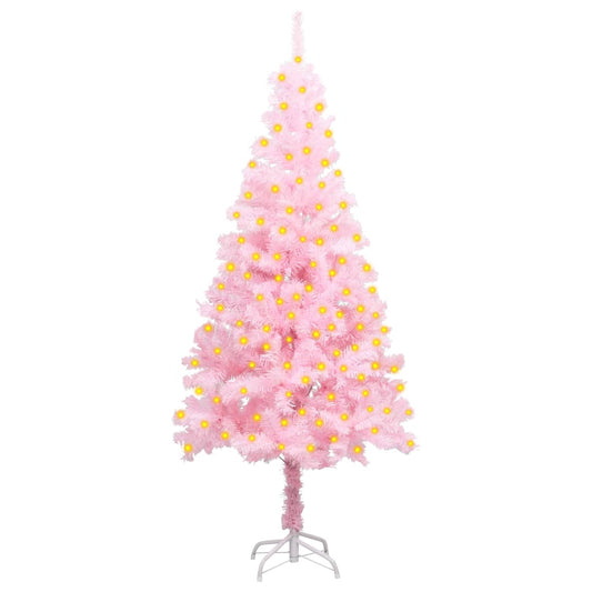 Kunstkerstboom Met Led's En Standaard 150 Cm Pvc Roze