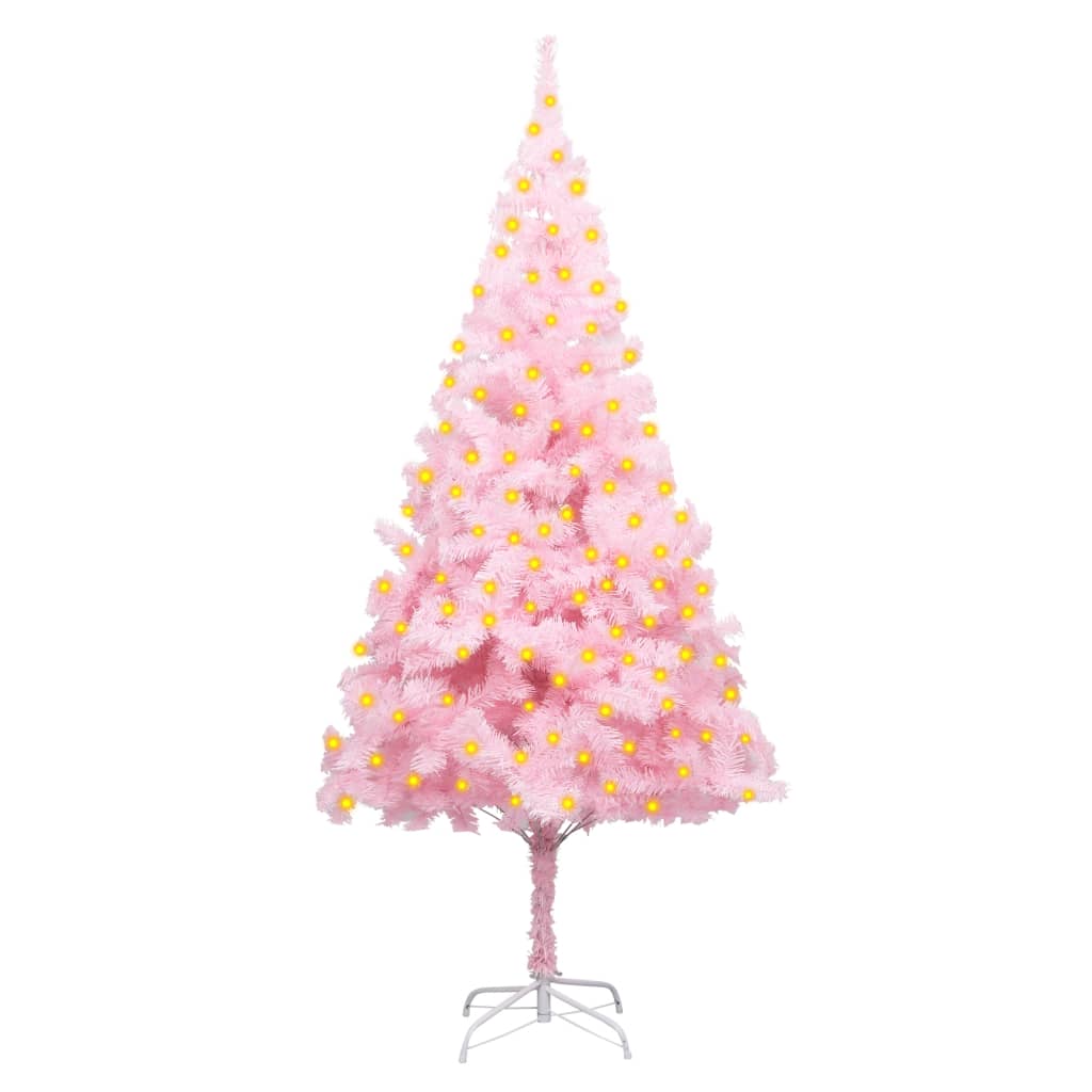 Kunstkerstboom Met Led's En Standaard 180 Cm Pvc Roze
