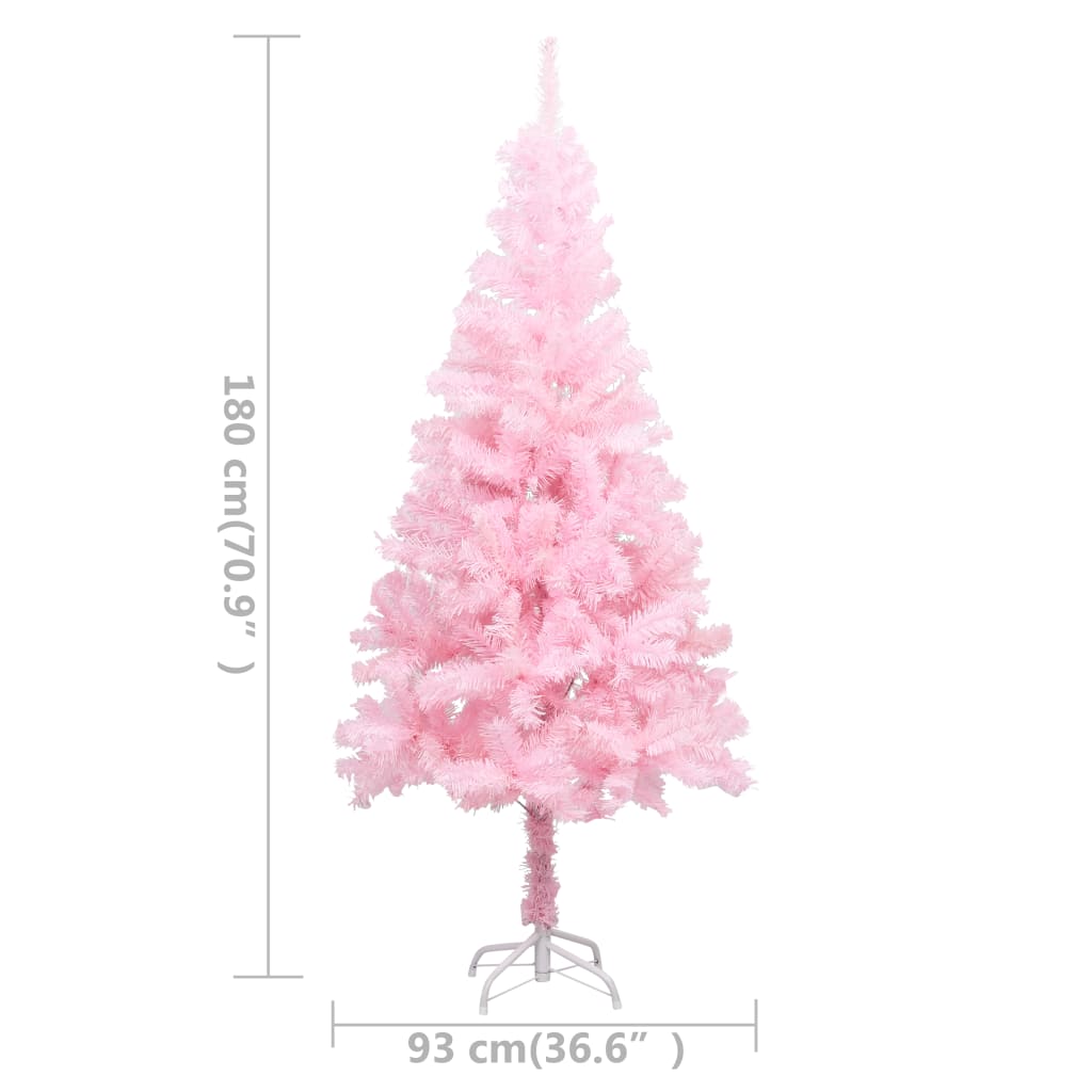 Kunstkerstboom Met Led's En Standaard 180 Cm Pvc Roze