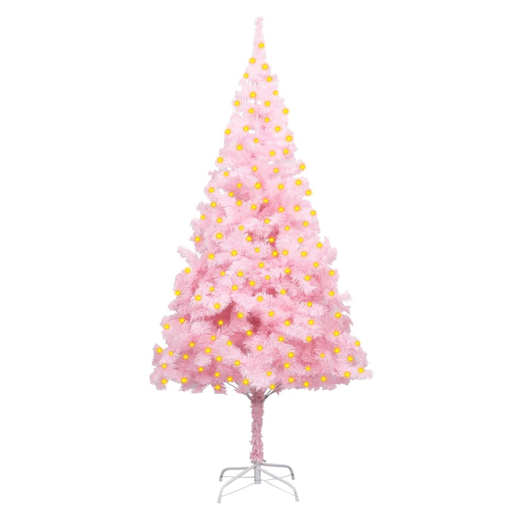 Kunstkerstboom Met Led's En Standaard 210 Cm Pvc Roze