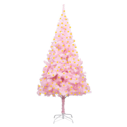 Kunstkerstboom Met Led's En Standaard 210 Cm Pvc Roze