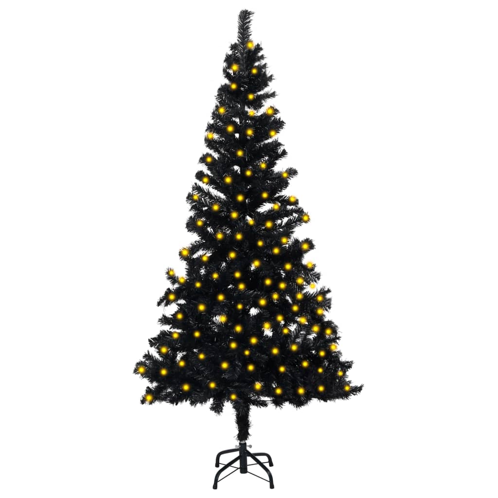 Kunstkerstboom Met Led's En Standaard 150 Cm Pvc Zwart