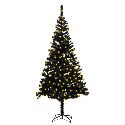 Kunstkerstboom Met Led's En Standaard 180 Cm Pvc Zwart