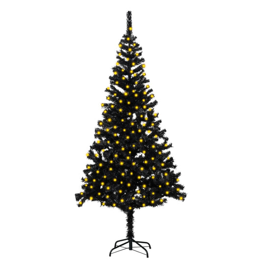 Kunstkerstboom Met Led's En Standaard 210 Cm Pvc Zwart