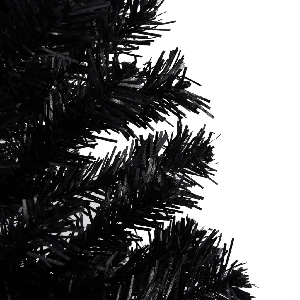 Kunstkerstboom Met Led's En Standaard 210 Cm Pvc Zwart