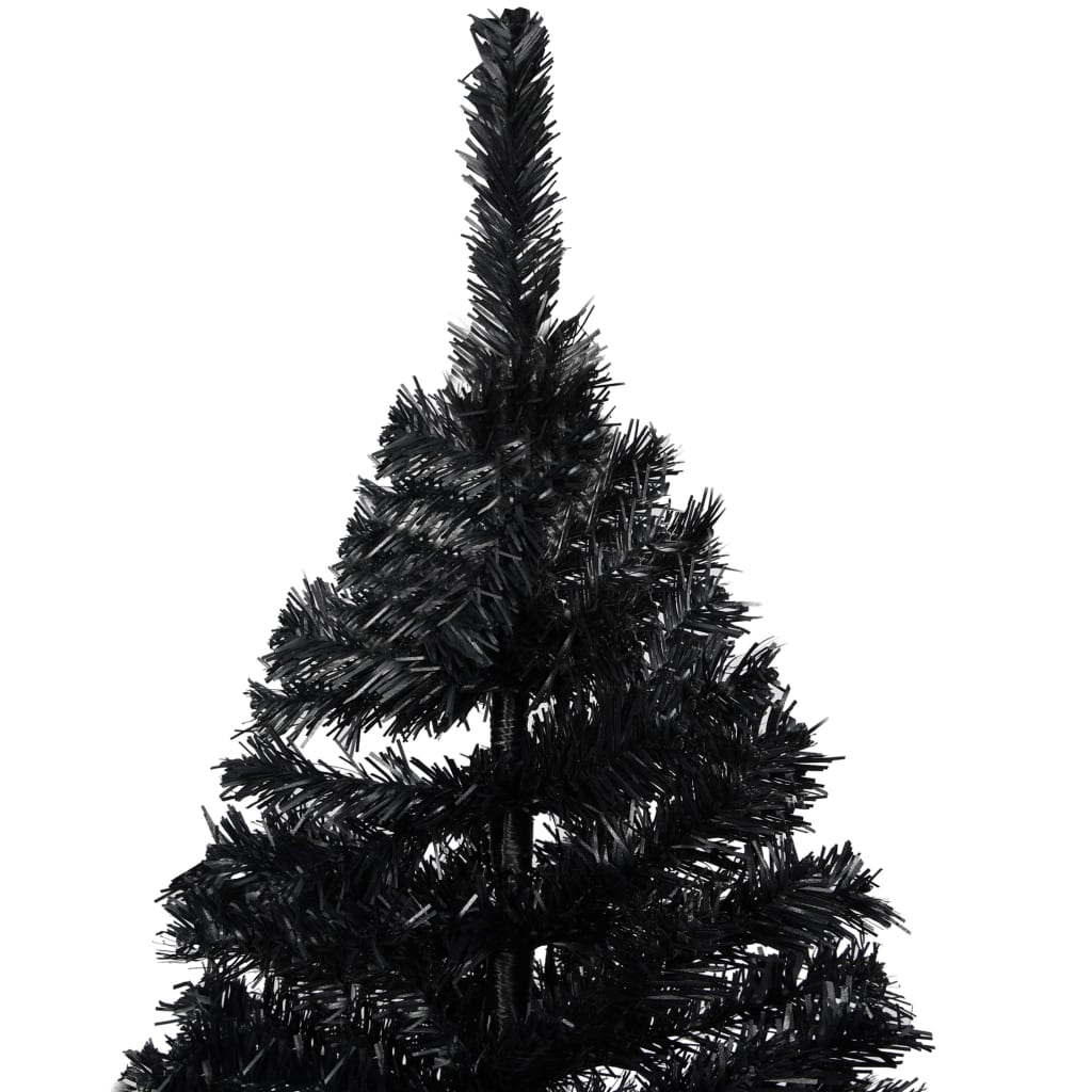 Kunstkerstboom Met Led's En Standaard 210 Cm Pvc Zwart