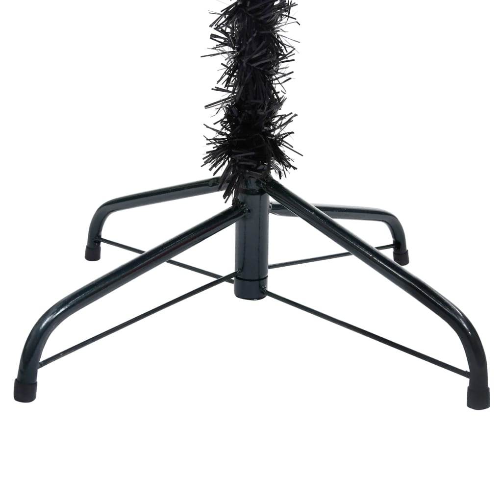 Kunstkerstboom Met Led's En Standaard 210 Cm Pvc Zwart
