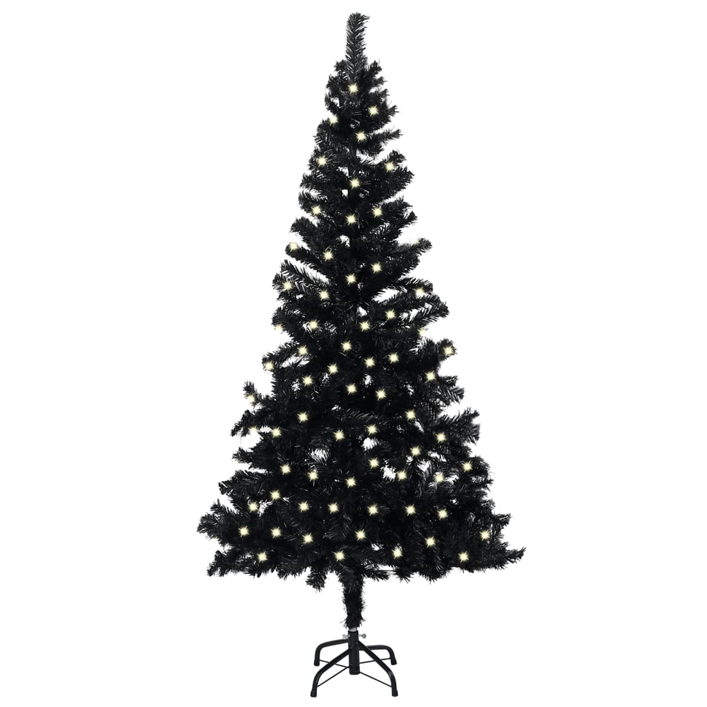 Kunstkerstboom Met Led's En Standaard 240 Cm Pvc Zwart