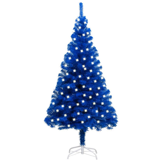 Kunstkerstboom Met Led's En Standaard 120 Cm Pvc Blauw